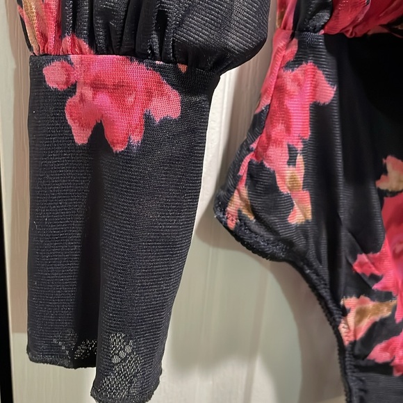 🆕 Free People intimates lace lines floral black bodysuit Size XS - Picture 7 of 8